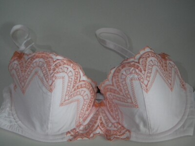 NWT Adore Me Carelle Contour Pink Demi Bra With Orange embroidered Detailing 34C