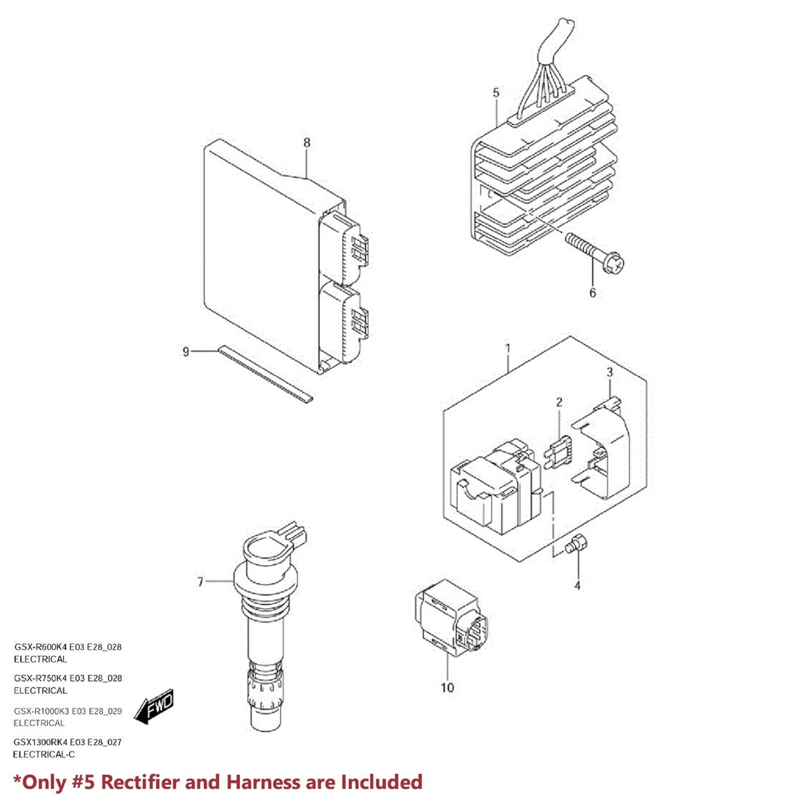 99-07 HAYABUSA GSX-1300 MAGNETO COIL STATOR+VOLTAGE REGULATOR RECTIFIER+GASKET