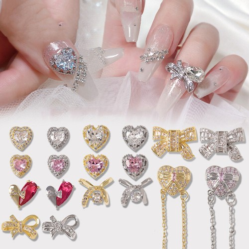 Nail Art Ketten Schmuck: 3D Nagel-Decals Aus Legierung Mit Strass – 4 Stück Für DIY Maniküre