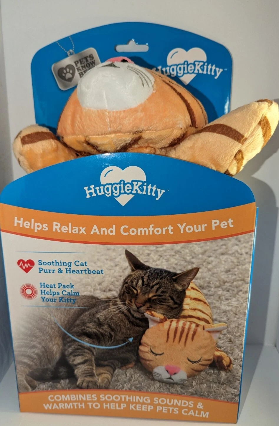 Pets Know Best HuggieKitty Cat Toy Soothing Sounds & Warmth Calming Huggie Kitty
