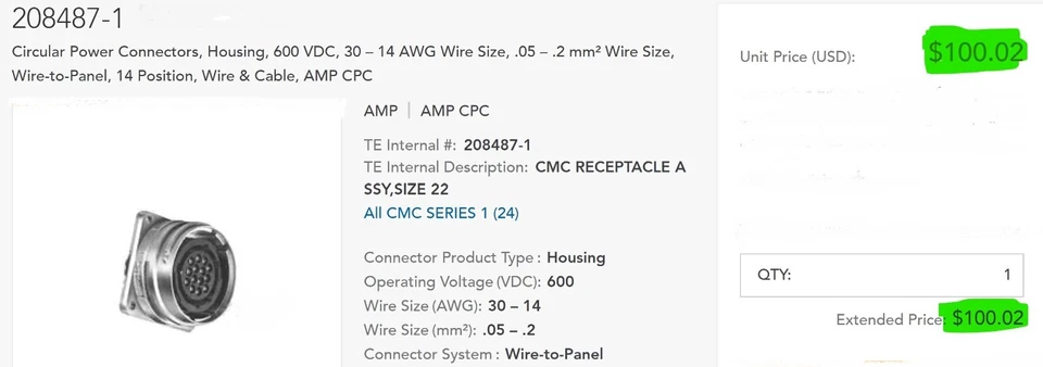 Amp  208487-1 Circular Connector  14 Position – New [OF15] - Image 2 of 4