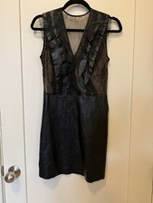 EUC RED VALENTINO Lace Leather Panel Dress US 4 $1539