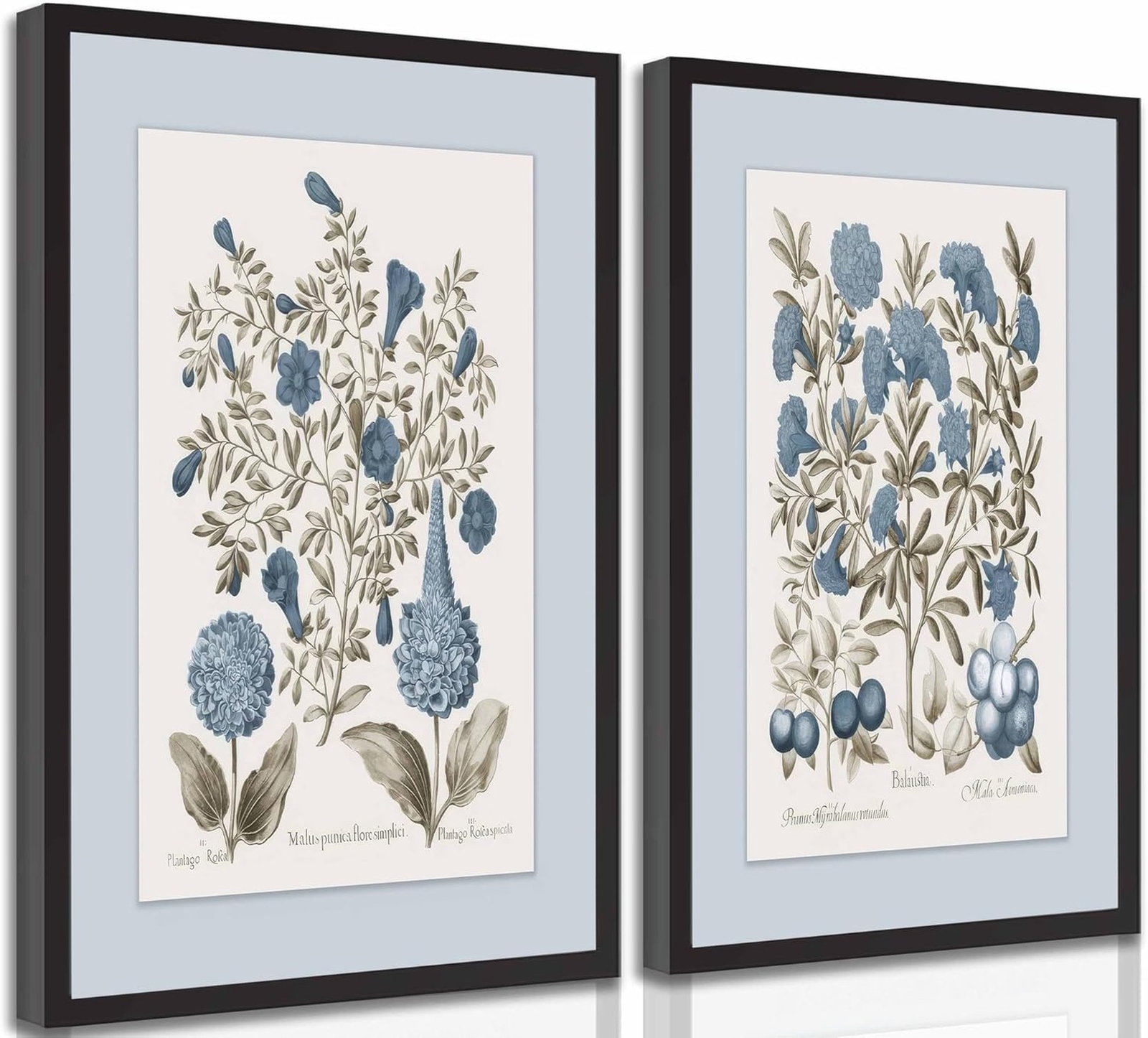 2 Pcs Hydrangea Floral Canvas Wall Art Vintage Rustic Farmhouse Sepia and Blu...