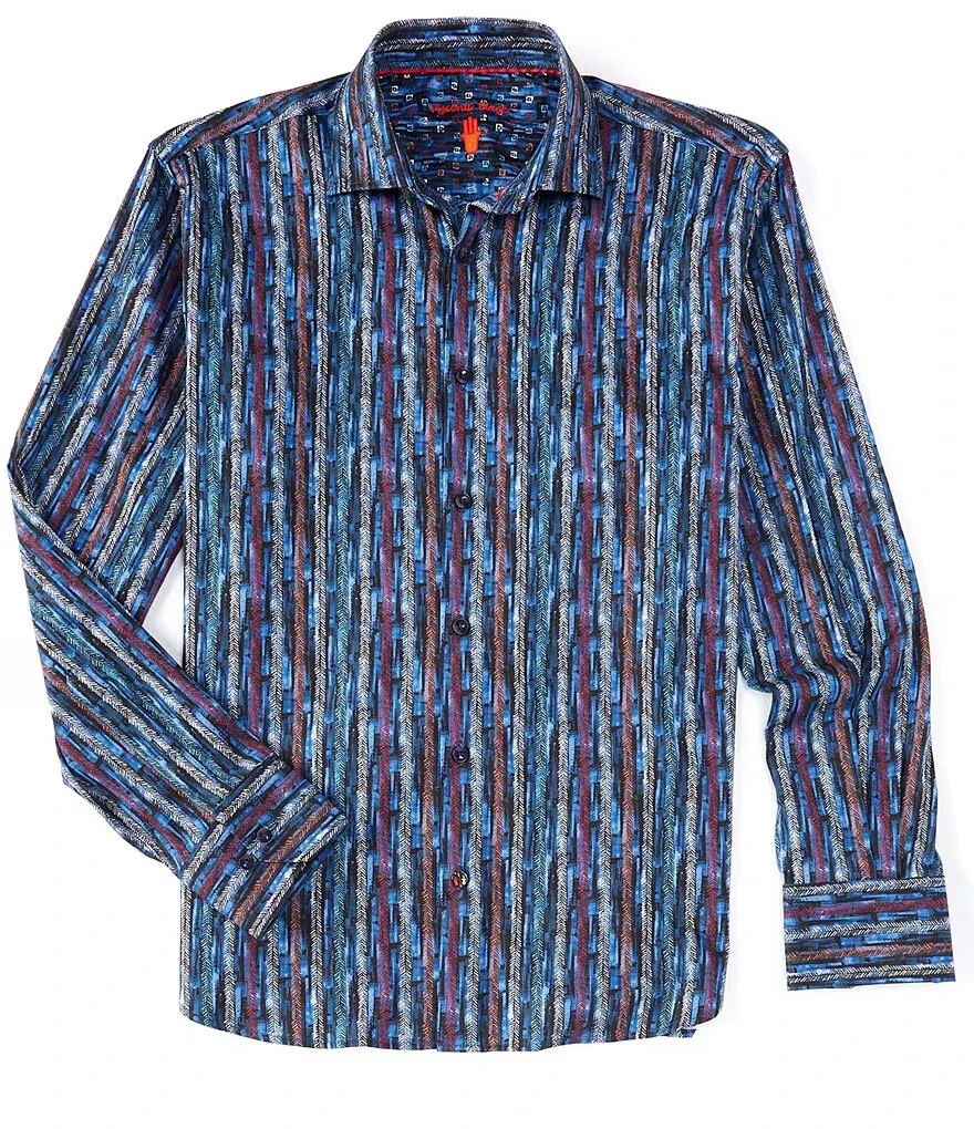 Visconti Black Men's SZ S LS Woven stretch Button up shirt Blue