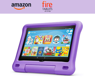 Amazon Fire HD 8 (10th Generation) Kids 32GB, Wi-Fi, with Purple Case Bundle-NEW