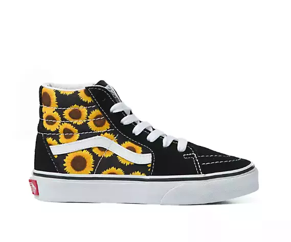 VANS Sk8 Hi Top Girls Shoes Size 10 Checks Sunflower Black Yellow Free Shipping