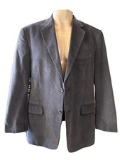 Mens Corduroy Blazer Sz 40 R Gray Jacket Party Business Special Occasion Preppy