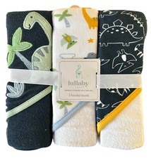 Set of 3 Lullaby Lane 28"x28" Hooded Towels - Soft Absorbent - Navy Multi