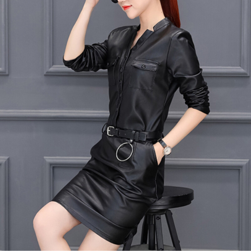 beige faux leather dress Look Of Love Tan Brown Faux Leather Dress – Shop the Mint main image 0
