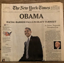 New York Times OBAMA Elected Front page  Nov. 5, 2008section only