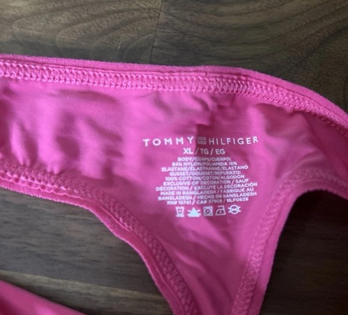 Tommy Hilfiger Second Skin Tanga XL rosa seidig Nylon Logo Signature - Bild 4 von 5