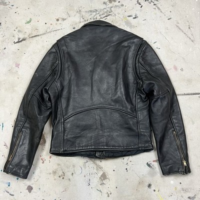 Vintage 70s Lesco Leathers Black Motorcycle Jacket Men 42