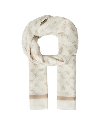 Sciarpa GUESS 80x180 Cm - White Logo - Morbida Con Nappe, 57% Poliestere 43% Modale