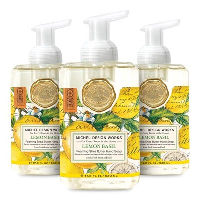 Foaming Hand Soap Lemon Basil 5.93 Fl Oz Pack of 3 Clear Michel Design Works