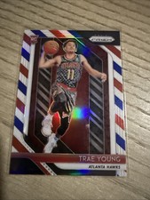 2018-19 Panini Prizm Red White Blue Prizm #78 Trae Young Rookie Card. rookie card picture