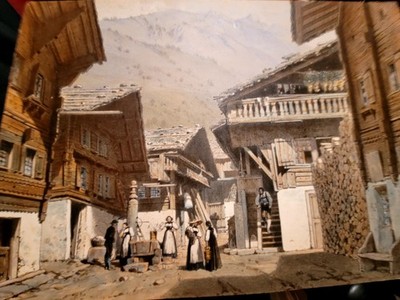 RARE Vintage Hand-Colored Engraving Signed by Artist Franz Xaver Wolf Austria 