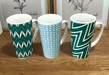 California Pantry Geometric Patterned Coffee Mugs Set of 3.PolkaDots / Zig Zag.