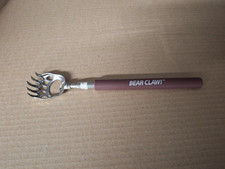Bear Claw Back-Scratcher - maroon/brown handle, silver metal claw, excellent 