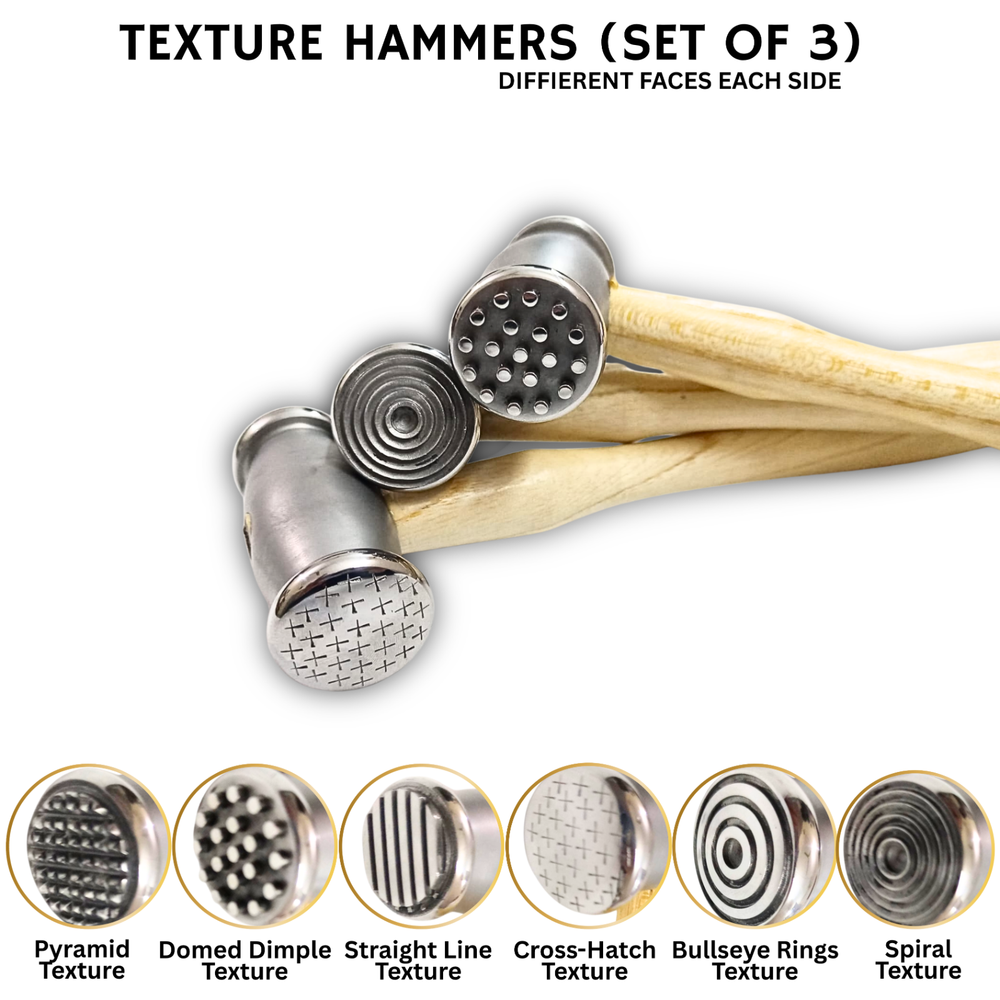 Set of 3 Texture Hammer Designer Hammer Different Head Hammer Jewelry Hammers