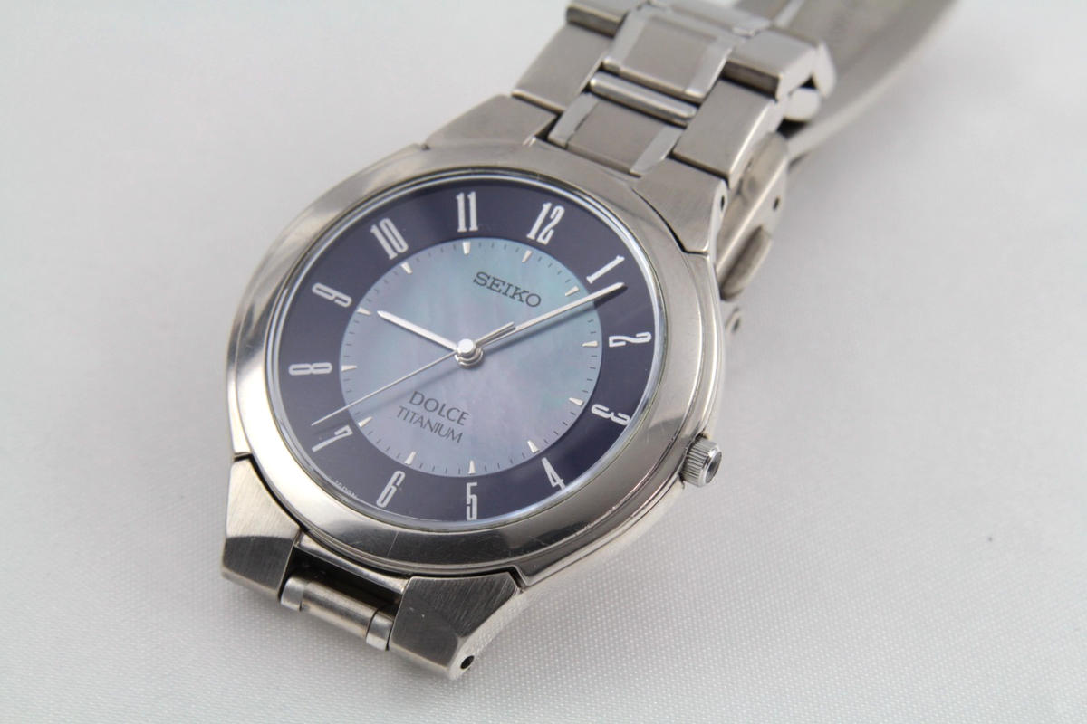 SEIKO Dolce Titanium Men's Quartz Watch 8J41-6180 Blue Shell Dial