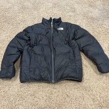 The North Face Reversible 550 Down Puffer Jacket Youth Medium Black/Gray READ