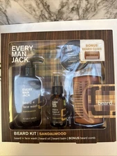 Every Man Jack 4-Piece Beard Grooming Kit - Sandalwood Scent New In Box