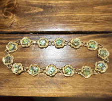 Gold Tone Link Bracelet with Round Mother of ...