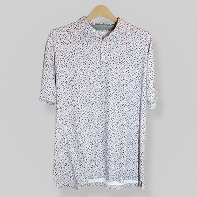 Anderson Ord Size XL Polo Gray Polka Dot Golf Performance Preppy Colorful Active