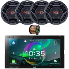 JVC KW-M875BW 6.8" Touchscreen HDMI/WiFi Receiver, 4x 6.75" 300W Speakers w/Wire
