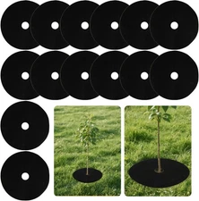 MAQIHAN 14 PCS Tree Ring Mulch Mat - Root Barrier Protectors Weed Mat... 
