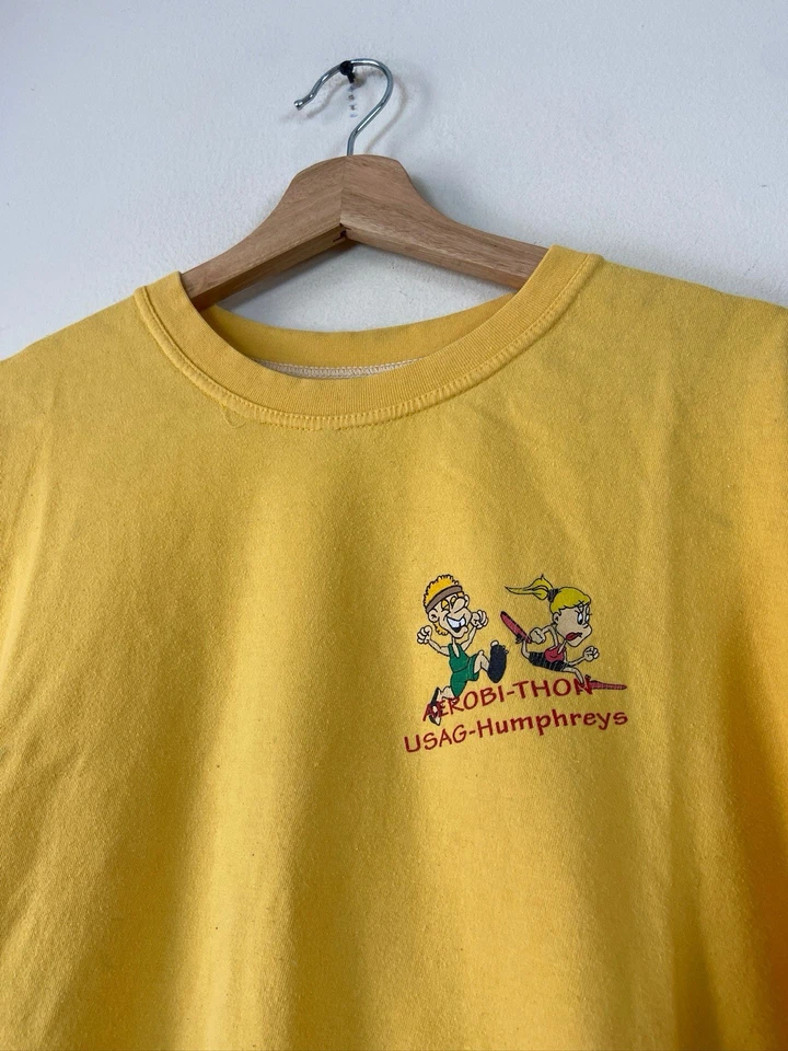 Camiseta Amarela Vintage Anos 90 Exército dos EUA Marathon Runner Arte Gráfica - M - Imagem 4 de 4