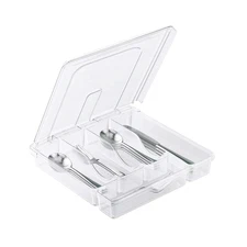 Silverware Tray with Lid Utensil Drawer Organizer for Kitchen Countertop Plastic