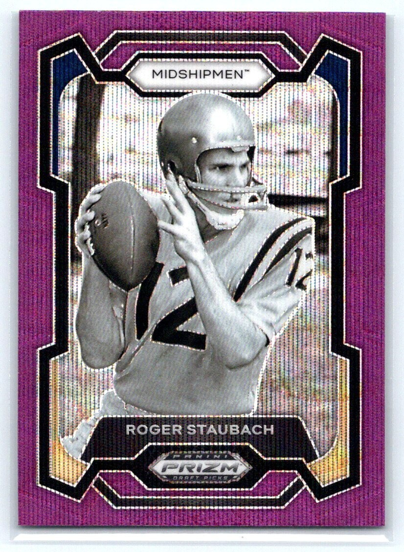 Roger Staubach #32 Football Cards 2024 Panini Prizm Draft Picks trading card — raw and PSA graded price guide