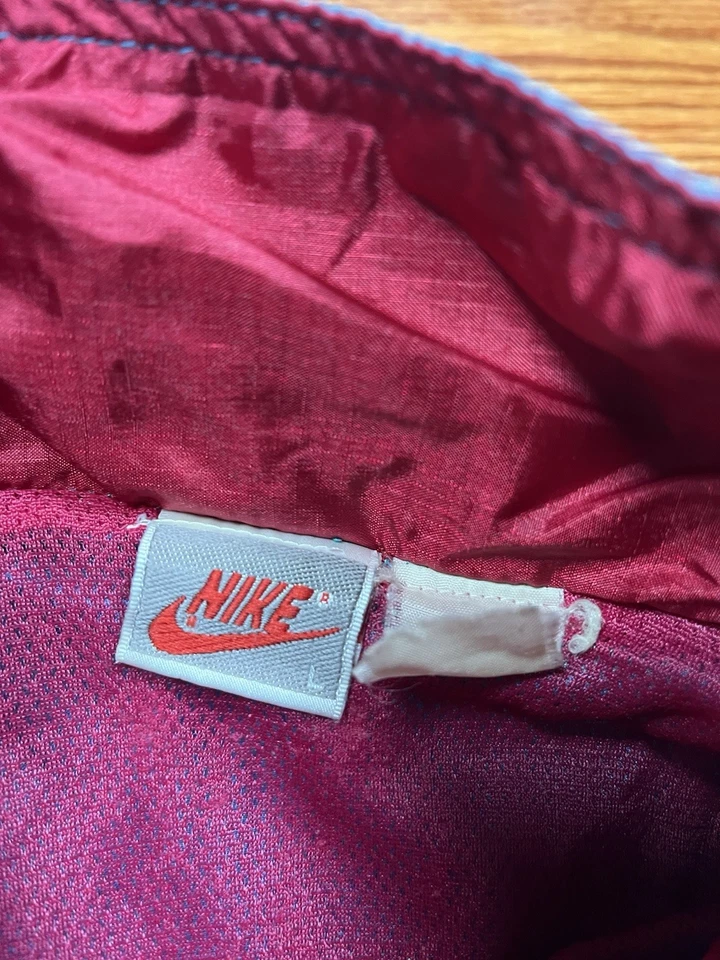 Vintage 90s Nike Full Zip Windbreaker Jacket Purple Blue Red Color Block Large - Image 3 of 4