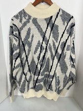 Le Tigre Sweater Vintage Acrylic Designs Knit Long Sleeve Men XLarge Made in USA