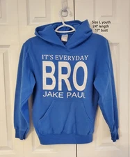 Jake Paul Its Everyday Bro Hooded Sweatshirt Youth Large Hoodie Blue