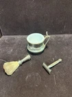 Vintage Silver Plated Shave Mug W/Milk Glass & Brush Made In USA