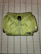 Travelon Quilted Toiletry Amenity Kit Green Large Hanging Travel Makeup Bag Case
