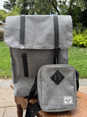 Herschel Heritage Backpack & Crossbody Bag Gray Bundle