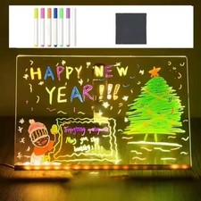 14"x10" LED Note Board Acrylic Glow 7 Colors Dry Erase Drawing Board Kids Gifts