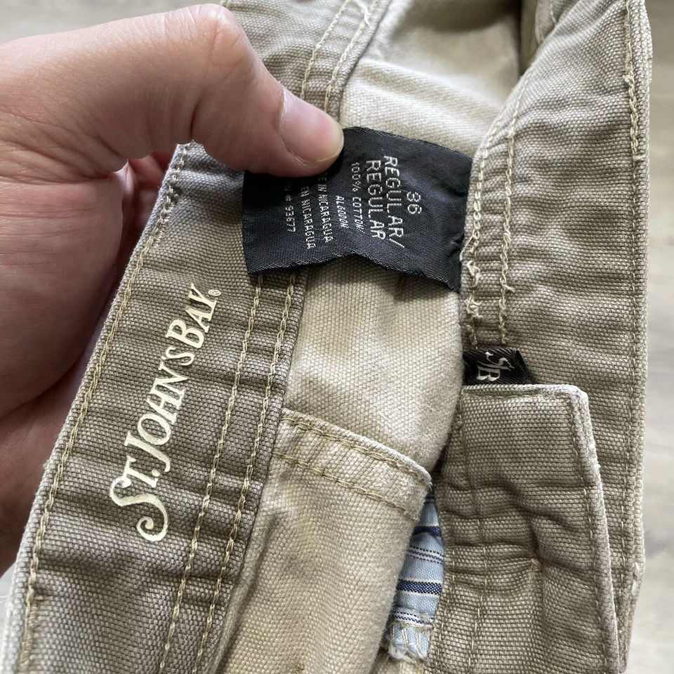 Pantalones Cortos Carga Y2K St John's Bay Para Hombre Talla 35 Calce Suelto Beige Skate Grunge De Colección Foto 3 de 4