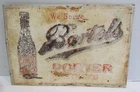 WE SERVE BARTELS PORTER SPLITS BEER VINTAGE TIN OVER CARDBOARD ADVERTISING SIGN