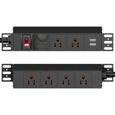 10 inch Rack PDU, 1U 6 Outlets 2 in front, 4 in back ,1020J Surge Protection ...