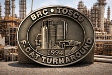 BRC Tosco Refinery F-Cat Turnaround Vintage 1994 Belt Buckle Solid Pewter