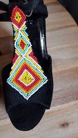 Tk Maxx Love Label Black Beaded High Heel Shoes Size 8