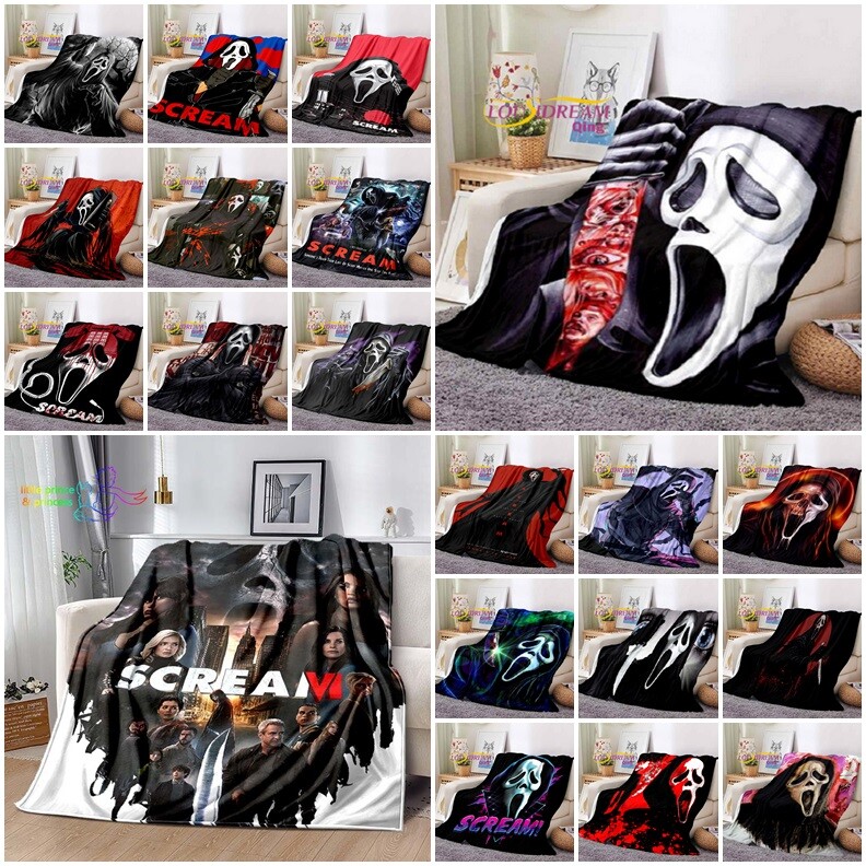 Scream Ghostface Flannel Throw Blanket Warm Bedspread Bedroom Sofa Blanket  Gift