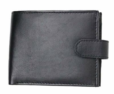 RAS Mens RFID Blocking Soft Real Leather Coin Pocket Purse Trifold Wallet 895 