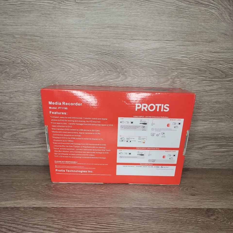 PROTIS Multi-function Media Recorder PT1190 DVD Recorder / Player HDMI USB A/V - Image 4 of 4