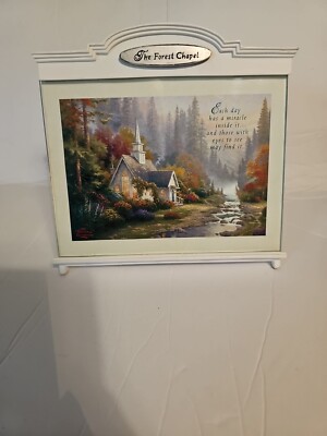 Thomas Kincade Art Print In Frame With  Glass'' THE FOREST CHAPEL''  Tabletop