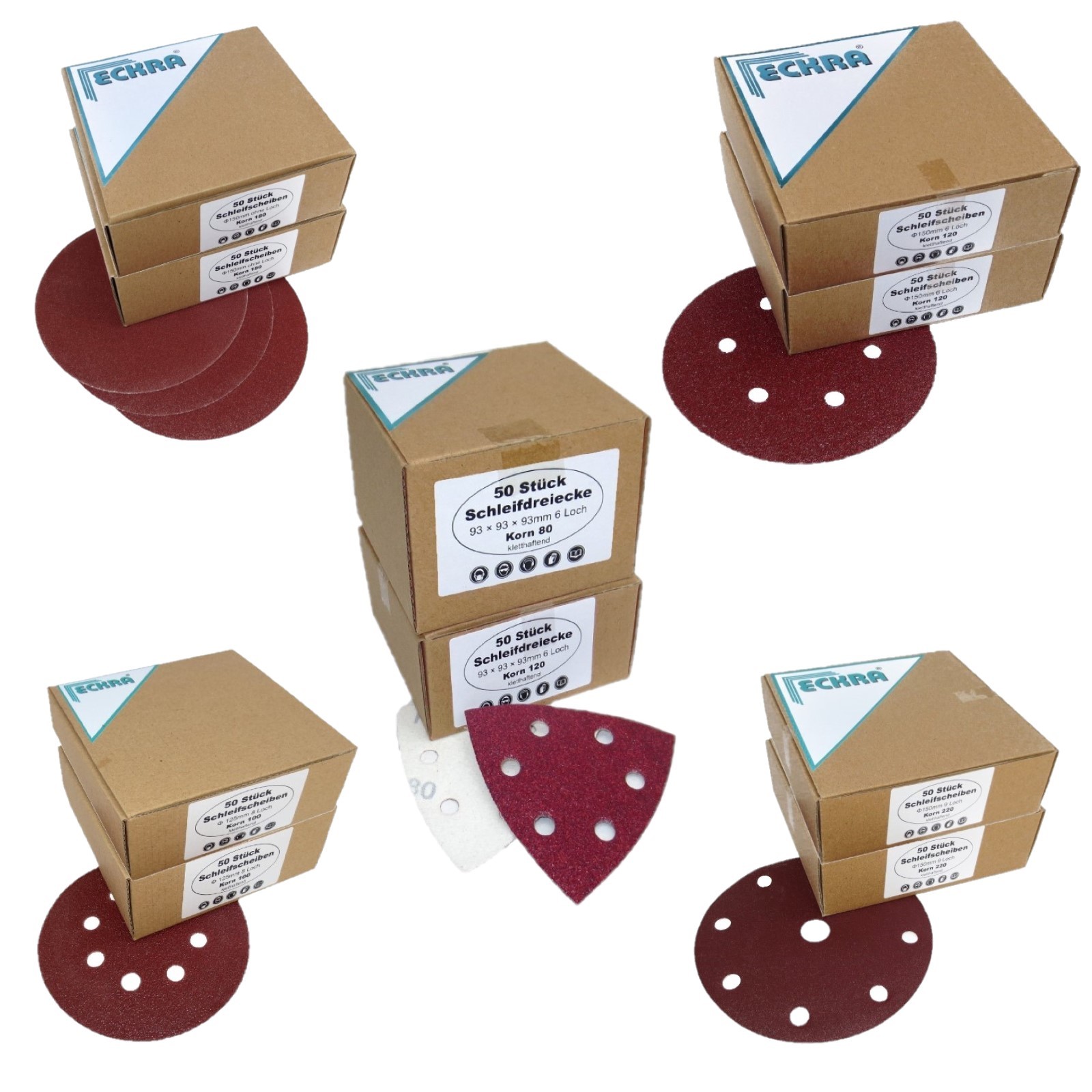 ECKRA® Schleifscheiben f Exzenter 125mm 150mm180mm Schleifpapier Schleifblätter